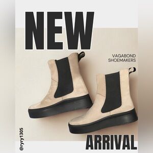 Vagabond Shoemakers Pull On Tan Platform Chelsea Boots Leather Minimalist Grunge
